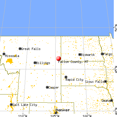 Fallon County, MT map from a distance