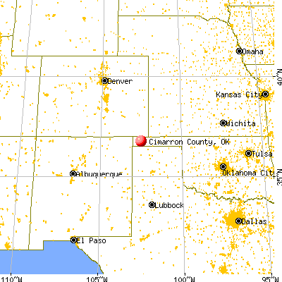 Cimarron County, OK map from a distance
