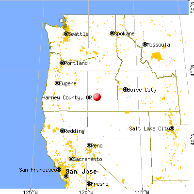 Harney County, OR map from a distance