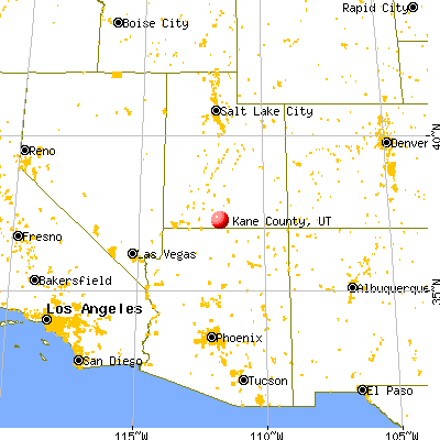 Kane County, UT map from a distance