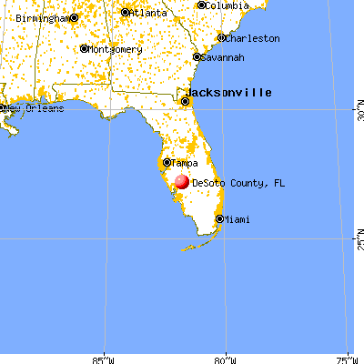 DeSoto County, FL map from a distance
