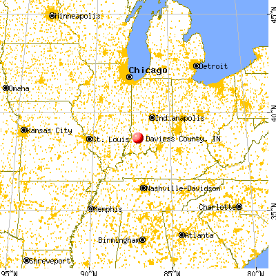 Daviess County, IN map from a distance