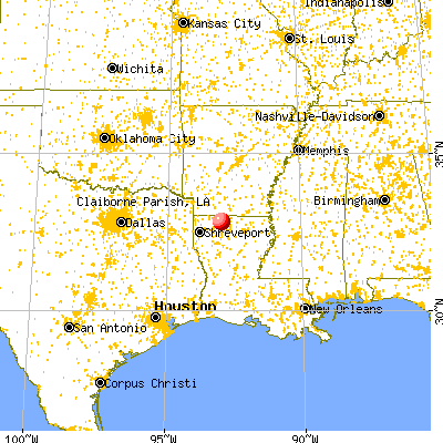 Claiborne Parish, LA map from a distance
