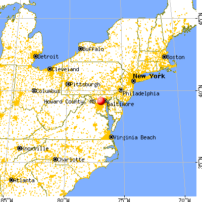 Howard County, MD map from a distance