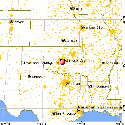 Cleveland County, OK map from a distance
