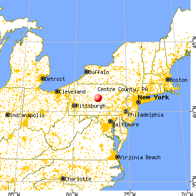 Centre County, PA map from a distance