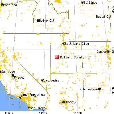 Millard County, UT map from a distance