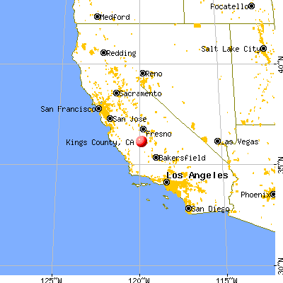 Kings County, CA map from a distance