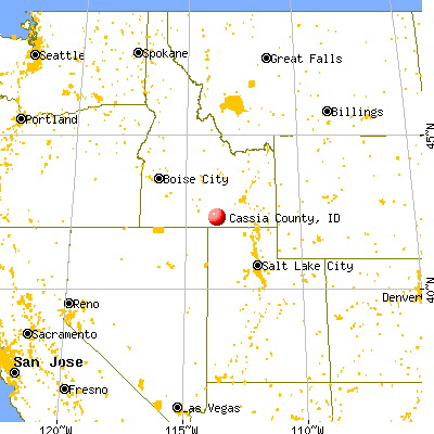 Cassia County, ID map from a distance