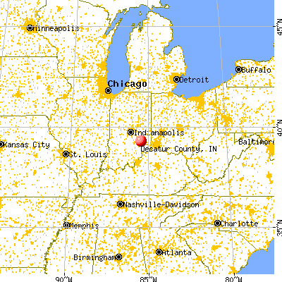 Decatur County, IN map from a distance