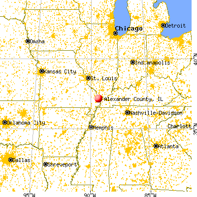 Alexander County, IL map from a distance