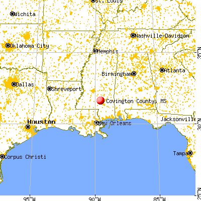 Covington County, MS map from a distance