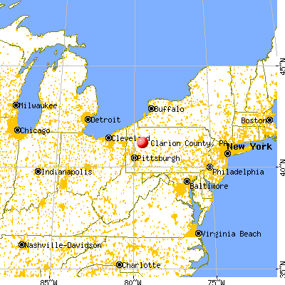 Clarion County, PA map from a distance