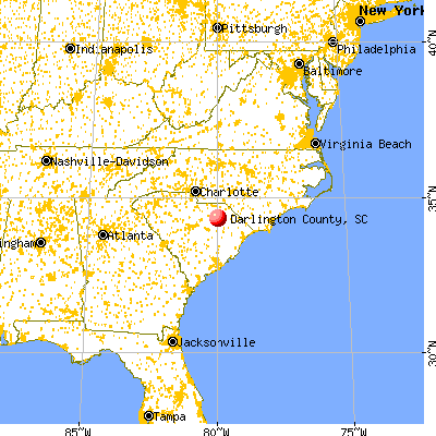 Darlington County, SC map from a distance