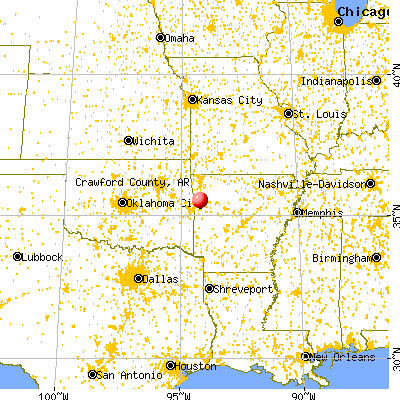 Crawford County, AR map from a distance