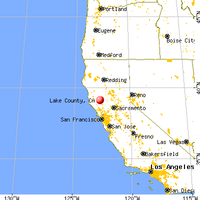 Lake County, CA map from a distance
