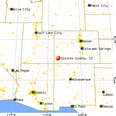 Dolores County, CO map from a distance