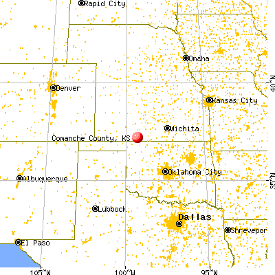 Comanche County, KS map from a distance