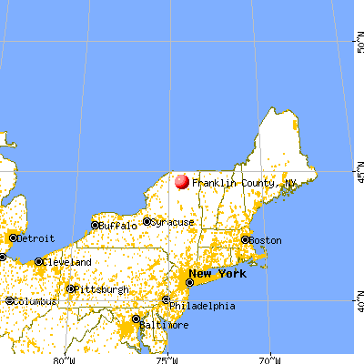 Franklin County, NY map from a distance