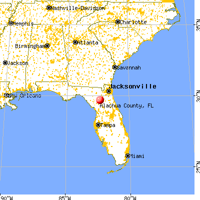 Alachua County, FL map from a distance