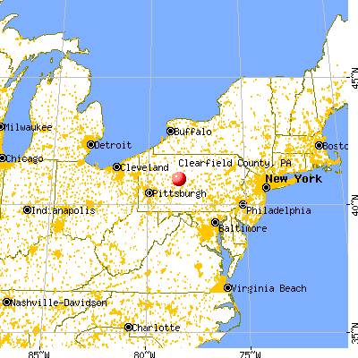 Clearfield County, PA map from a distance