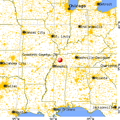 Crockett County, TN map from a distance