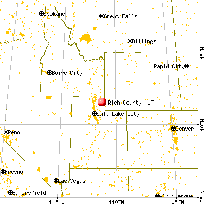 Rich County, UT map from a distance