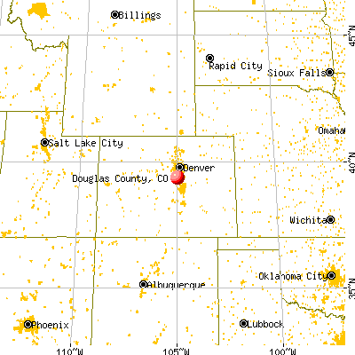 Douglas County, CO map from a distance