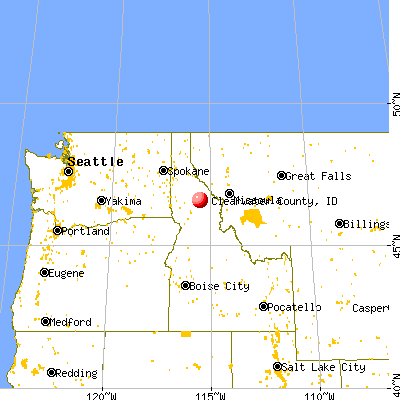 Clearwater County, ID map from a distance