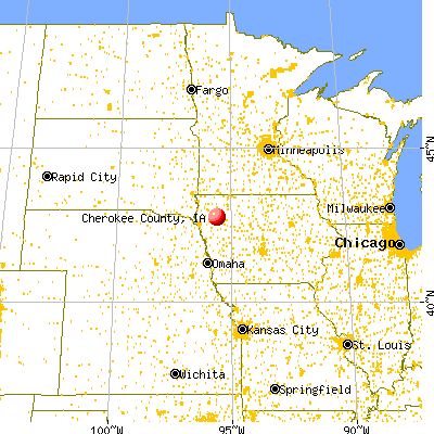 Cherokee County, IA map from a distance