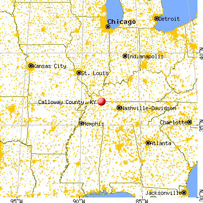 Calloway County, KY map from a distance