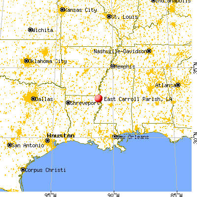 East Carroll Parish, LA map from a distance