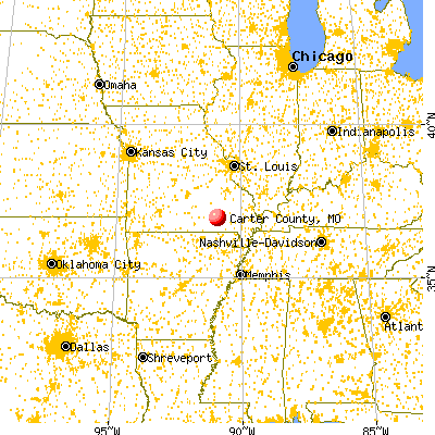 Carter County, MO map from a distance