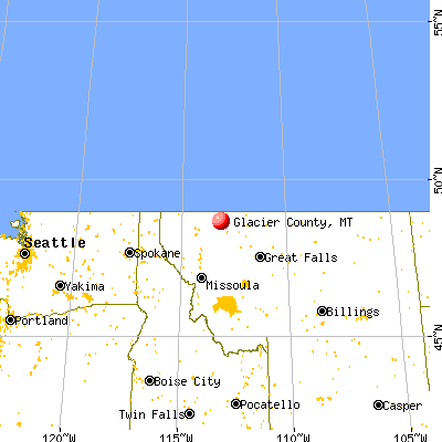 Glacier County, MT map from a distance