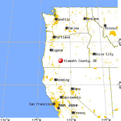 Klamath County, OR map from a distance