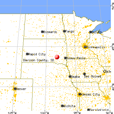 Davison County, SD map from a distance
