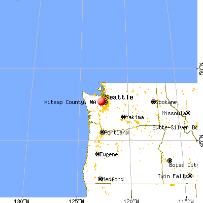 Kitsap County, WA map from a distance