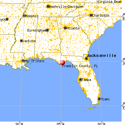 Franklin County, FL map from a distance