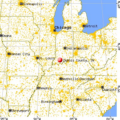 Dubois County, IN map from a distance