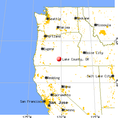 Lake County, OR map from a distance