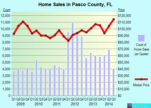 Pasco County,FL real estate house value trend