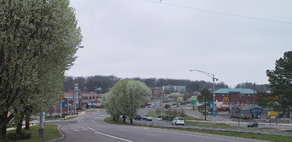 Vestavia Hills, AL: looking to the city's shopping center from OldCreek Tr. intersection