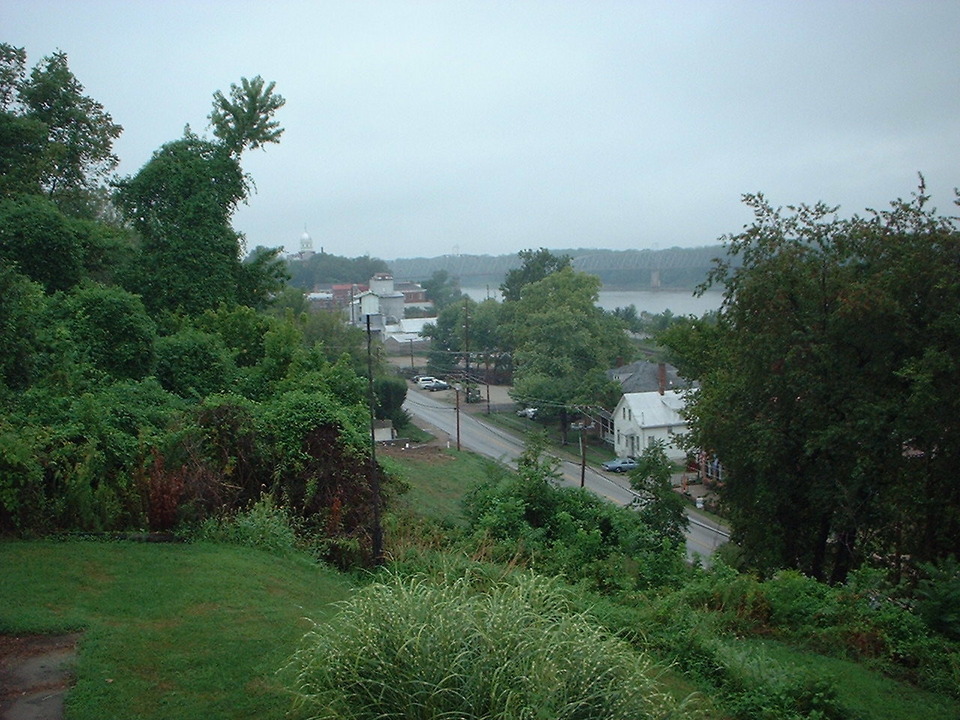 Hermann, MO : TAKEN FROM THE SCHWEIGHAUSER HOUSE ON THE BLUFF OVER THE MISSOURI RIVER