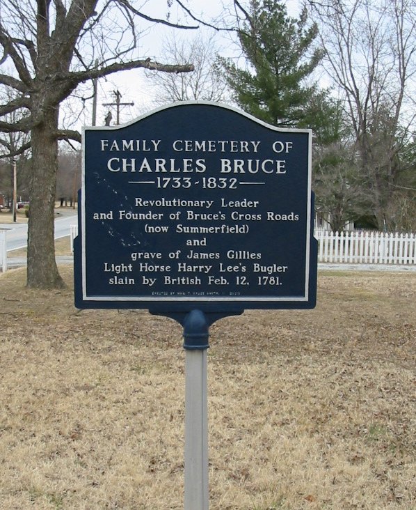 Summerfield, NC: Historical Marker for William Bruce, fouder of Summerfield