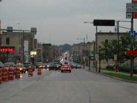Watertown, WI : Main Street and the Rock River in Watertown, Wisconsin