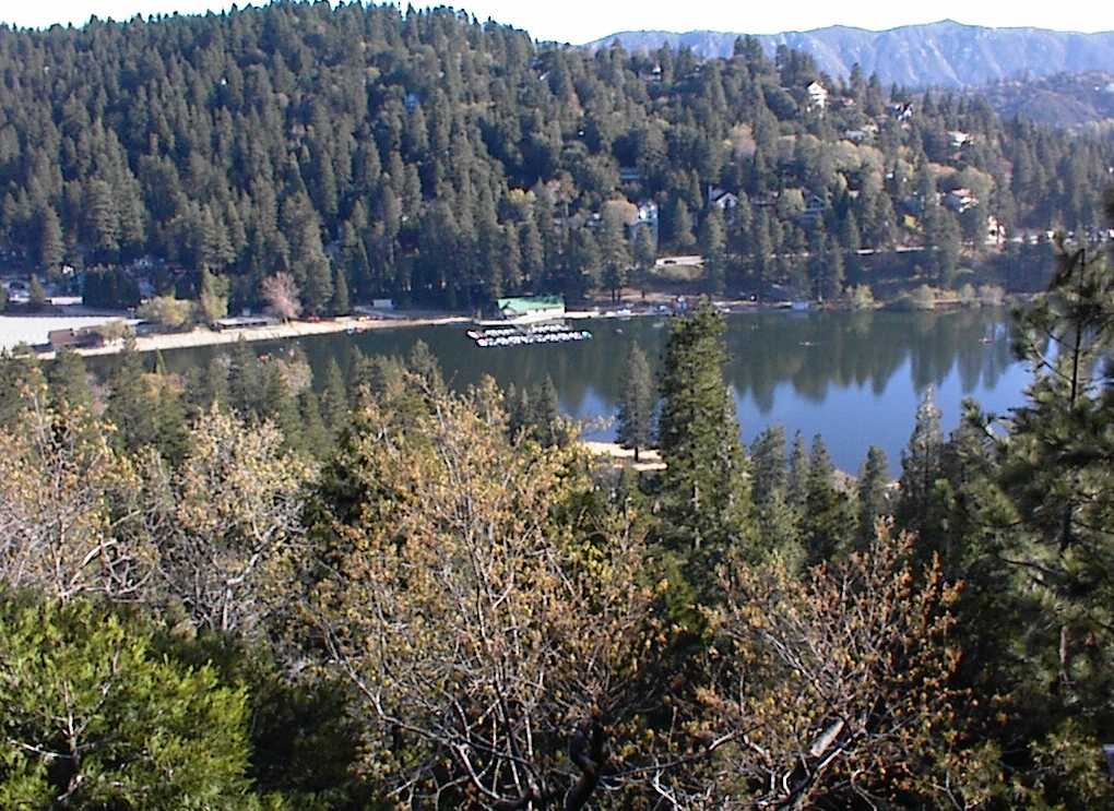 Crestline, CA: view above Lake Gregory