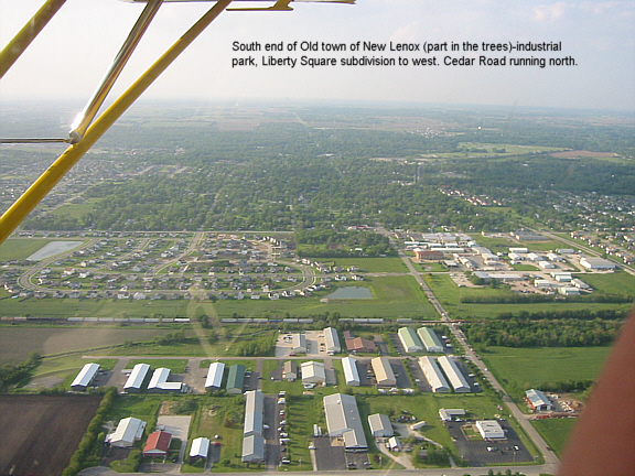 New Lenox, IL: Original old town of New Lenox ,from air, looking north on cedar