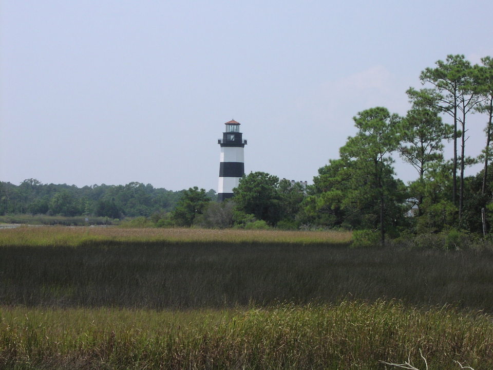 Little River, SC: Coquina Harbour Lighthouse taken from edge of marsh