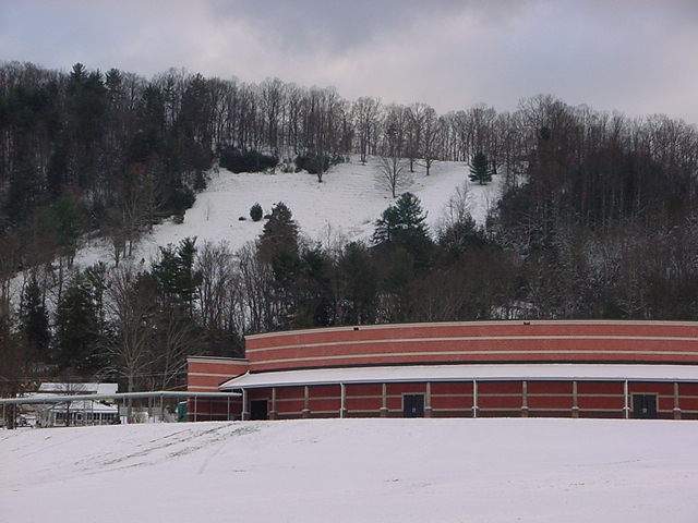 Erwin, TN: Snow on the hill behind Unicoi County High School
