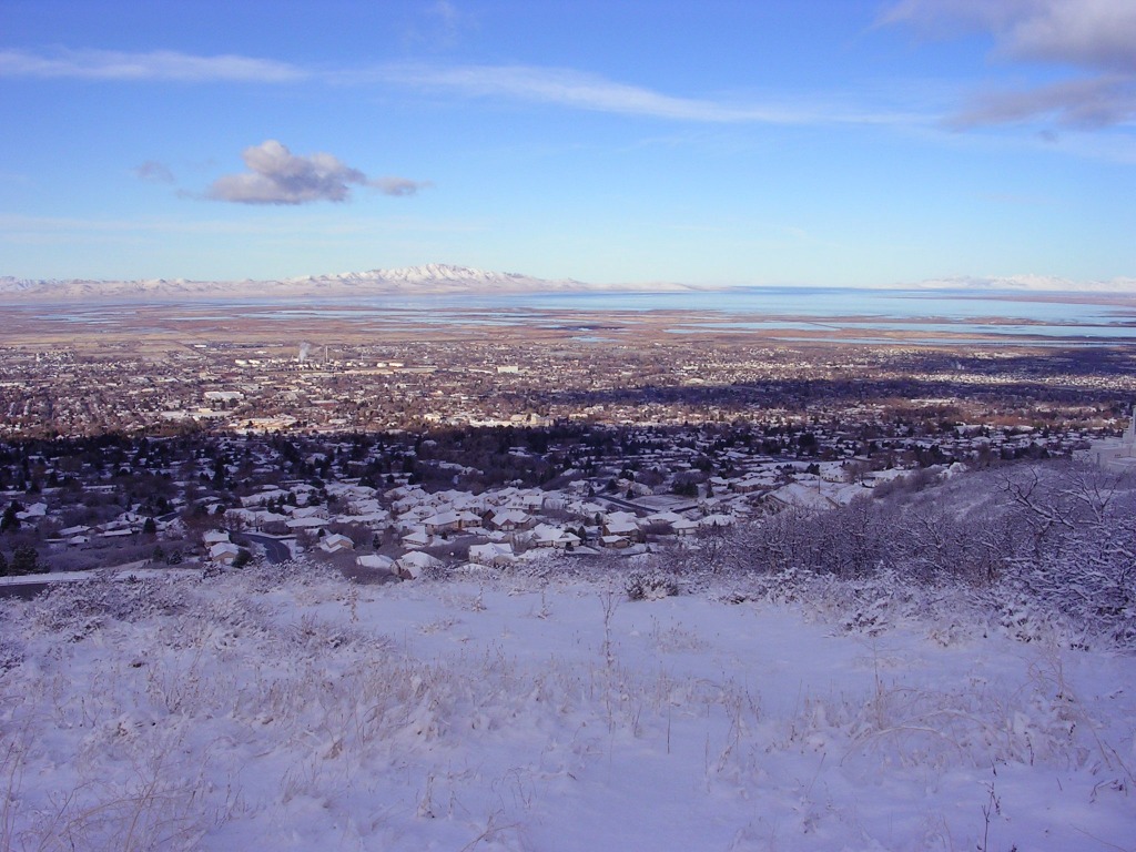 Bountiful, UT: Looking out over Bountiful, West Bountiful, Woods Cross and the Great Salt Lake in Utah; from the perspective of high atop Bountiful.